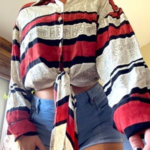 Vintage Button Down & Front Tie blouse